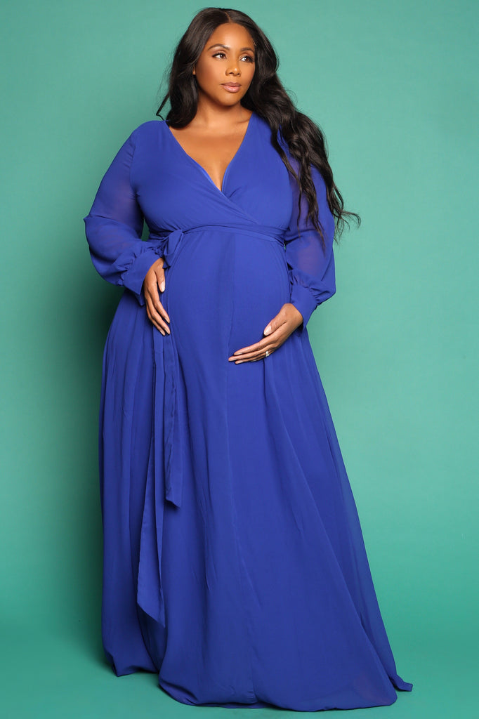 Royal Blue Maternity Wrap Gown Baby 